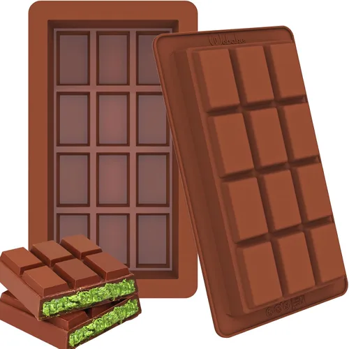 Vista 10 de Webake - Moldes de barra de chocolate profundo, 2 unidades, moldes de silicona platino de 1 pulgada para barra de chocolate Dubai para barra