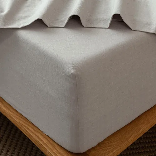 Vista 31 de MooMee Sábana bajera ajustable de solo 100% algodón lavado con textura parecida al lino, transpirable, duradera, suave, cómoda, bolsillo profundo
