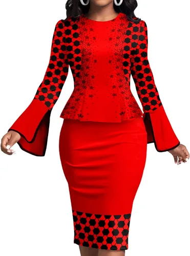 Vista 4 de Xinlees Elegante vestido de lápiz para mujer, vestido casual por debajo de la rodilla, vestido sexy de negocios