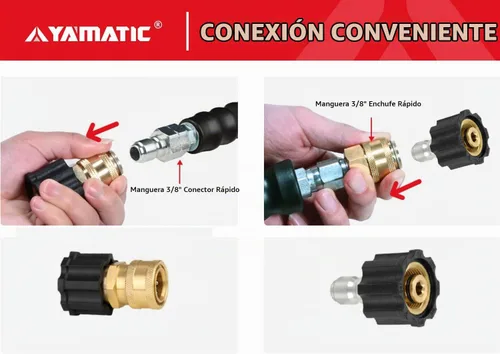 Vista 4 de YAMATIC Kit de conexión rápida para lavadora a presión, hembra M22 a enchufe de 3/8 pulgadas y hembra M22 a enchufe de 3/8 pulgadas, accesorios