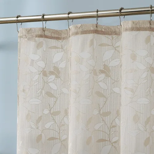Vista 12 de ASATEX Cortina de ducha de encaje semitransparente gris. Cortina de baño romántica con patrón de hojas florales de 36 x 72 pulgadas. Haz que el baño