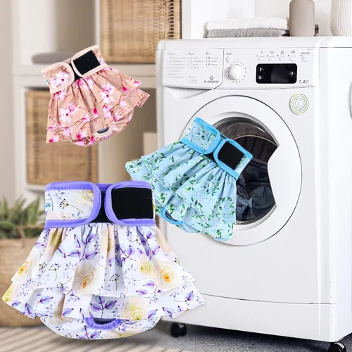 Vista 6 de Leekalos Pañales reutilizables para perras, fáciles de poner, de alta absorción, lavables