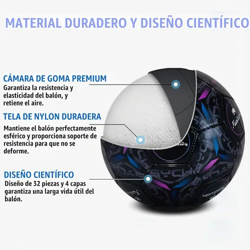 Vista 3 de Size 5 Soccer Ball, Official Size & Weight for Training, Unique Appearance-Convenient Pump Included