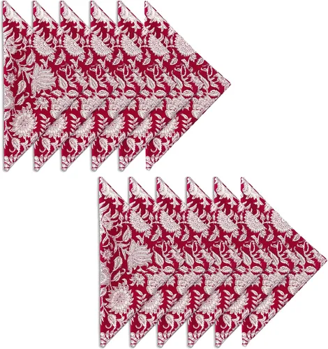 Vista 4 de Craftbot - Servilletas de cena de algodón con estampado de 18 x 18 pulgadas, juego de 6 servilletas de tela lavables, uso diario o cena y eventos