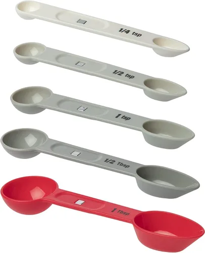 Vista 3 de Prepworks Juego de cucharas medidoras magnéticas de doble extremo, color blanco, 5 piezas