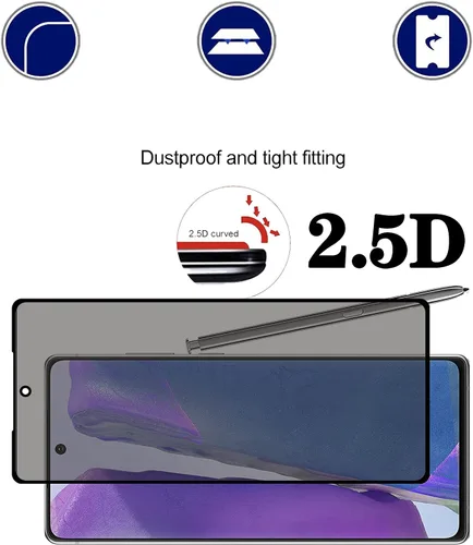 Vista 4 de Paquete de 2 protectores de pantalla de privacidad para Samsung Galaxy Note 20 5G, dureza 9H, antiarañazos, cobertura completa, protector