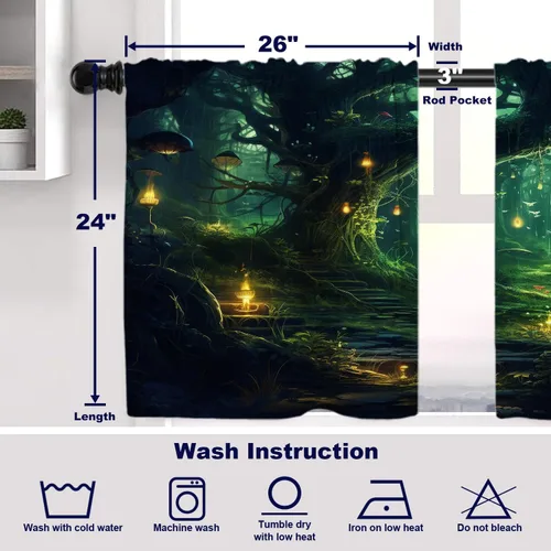 Vista 111 de Batmerry American Flag Ink Dot Blackout Tier Curtains, Red Blue White Stars Abstract Thermal Insulated Half Curtain Rod Pocket Small Valance for