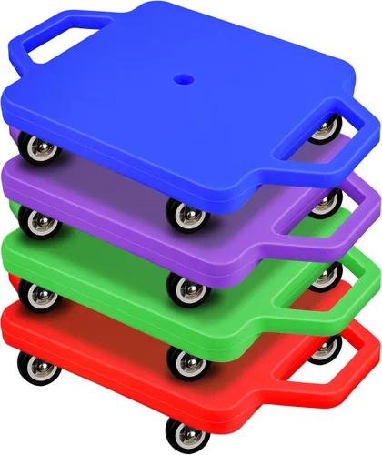 Vista 9 de 4 piezas de patinete deportivo con asas para niños, ruedas de plástico que no dañan el suelo, patineta, patineta, patineta, niño, niña, gimnasio