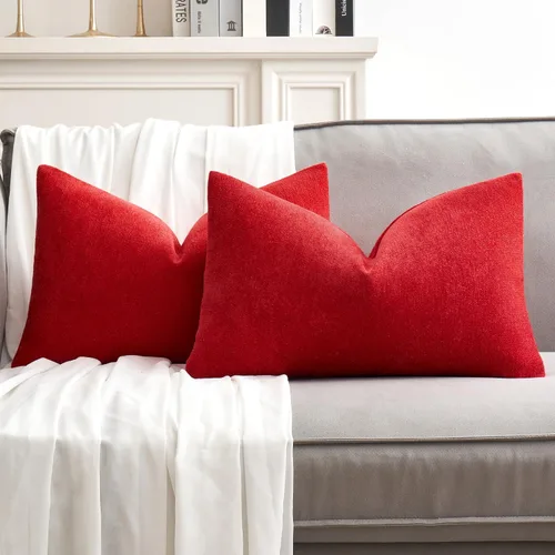 Vista 37 de MIULEE - Pack de 2 fundas de almohada decorativas beige de 16x16 pulgadas, cojines suaves de chenilla para sofá, fundas de cojín de estilo casa