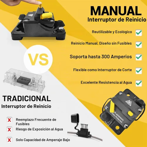 Vista 6 de Interruptor de circuito impermeable de 250 A, portafusibles de 12 V - 48 V CC Interruptor de reinicio manual para motor de arrastre de barco