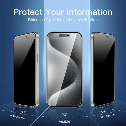 Vista 30 de NEW'C Paquete de 3 protectores de pantalla de privacidad para iPhone Air/iPhone 17 Air (6.5 pulgadas), película de vidrio templado antiespía