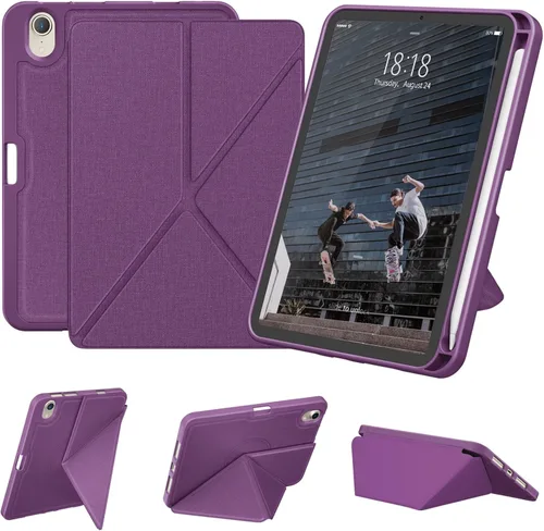 Vista 13 de DTTO Funda para iPad mini 7 (A17 Pro) 2024 / iPad mini 6 2021 de 8.3 pulgadas con soporte para lápiz, cubierta magnética de pie multiángulo