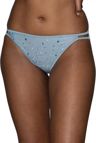 Vista 117 de Vanity Fair Bragas de bikini con tira para mujer, Illumination, con elástico sedoso y ribete de satén Paquete de 3 Negro (Midnight Black)