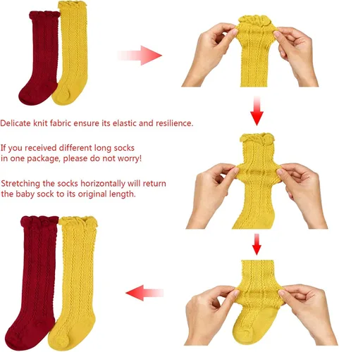 Vista 9 de DRESHOW BQUBO - Calcetines de vestir para bebé, calcetines de algodón para niñas pequeñas