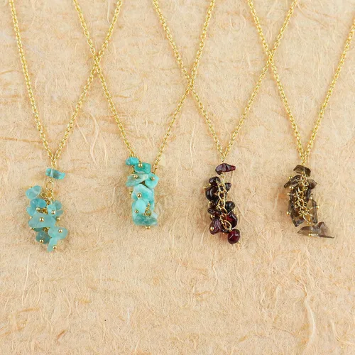 Vista 5 de TGH Collar con piedras preciosas naturales en Y, colgante de cristal curativo chapado en oro, cadena de latón de 16 + 2 pulgadas, joyería espiritual