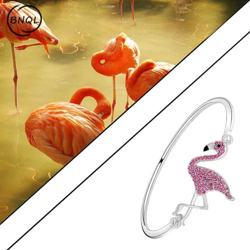 Vista 7 de BNQL Pulsera de flamenco con texto en inglés Be a Flamingo in a Flock of Pigeons