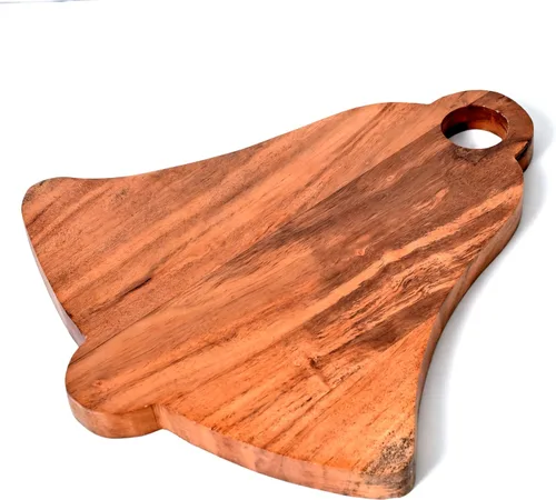 Vista 2 de Treen Art Tabla de cortar de madera de acacia para decoración de cocina, 14 pulgadas de largo x 13 pulgadas de ancho, tabla de cortar de madera