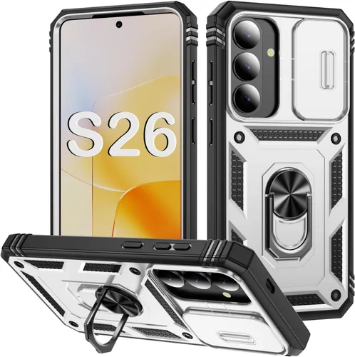 Vista 13 de PASNEW Funda militar para iPhone 13 Pro Max, cubierta de cámara deslizante y soporte de anillo de metal de 360°, carcasa rígida multicapa resistente