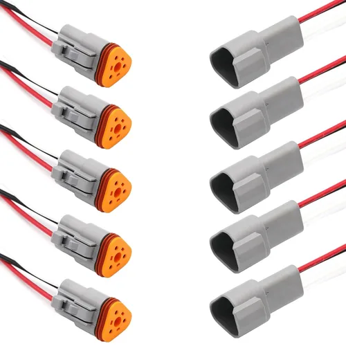 Vista 11 de Deutsch - Conector DT de 2 pines, 2 vías DT automotriz, impermeable, conector eléctrico macho hembra, arnés de cableado con cable de 16 AWG