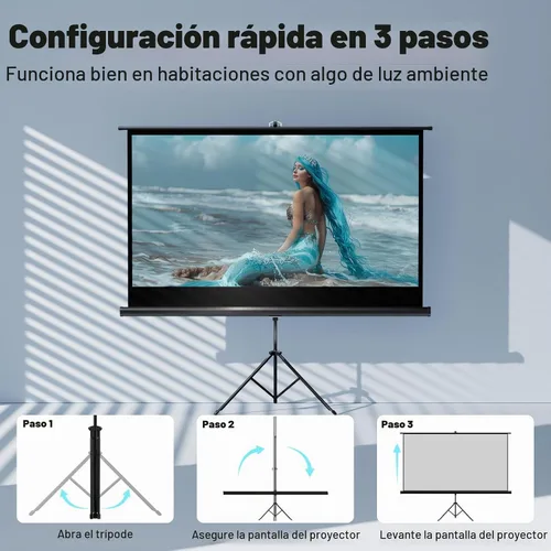 Vista 4 de Pantalla de Proyector para Exteriores con Trípode de Soporte, Pantalla de Proyector Portátil Desplegable para Interiores, Pantalla de Proyección