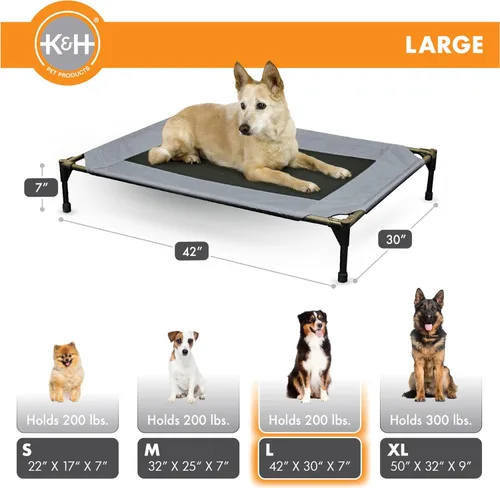 Vista 4 de K&H PET PRODUCTS - Cuna elevada para mascotas con centro de malla, varios tamaños Malla gris/negra