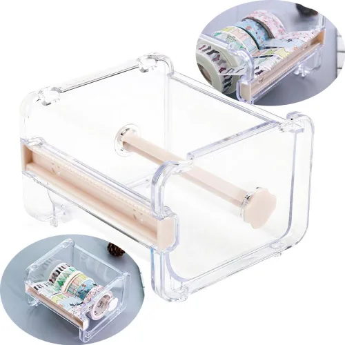 Vista 6 de 2 unidades HomDSim Washi - Cortador dispensador de cinta, organizador de cinta de rollo, cinta adhesiva de escritorio, cinta adhesiva de bricolaje