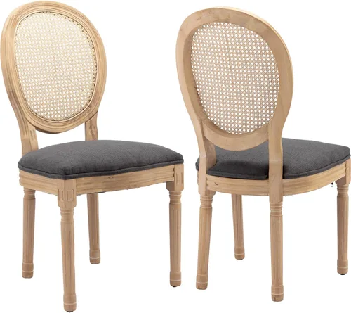 Vista 74 de ODUSE-DAILY French Country - Juego de 2 sillas de comedor de color caramelo, sillas de cocina y comedor, sillas de cocina de piel sintética, Ámbar