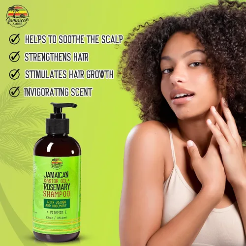 Vista 5 de JAMAICAN Ambre Champú de romero para fortalecer el cabello - 12 oz / 11.5 fl oz - Champú hidratante, fortalecedor, promueve la nutrición