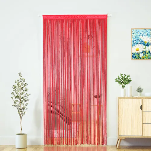 Vista 10 de YaoYue Cortina de hilos para umbral, cortinas de puerta, divisor de ambientes con flecos estilo boho hippie para colgar en patio, dormitorio