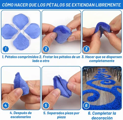 Vista 6 de cridoz Juego de pétalos de rosa azules para una noche romántica para él, 2000 pétalos de rosa artificiales con 24 velas LED sin llama
