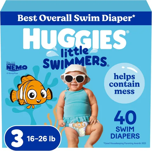Vista 4 de Huggies Little Swimmers - Pañales de natación desechables, XS (7-18 libras), 12