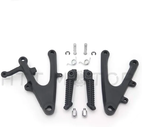 Vista 9 de MT390-005-BK - Soporte de clavijas de pie de pasajero trasero negro plateado compatible con Yzf R1 2004-2008