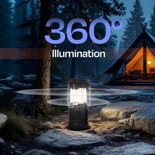 Vista 5 de Linterna de camping recargable, paquete de 2 – Linterna LED para campamento alimentada por batería, linterna solar impermeable para emergencias