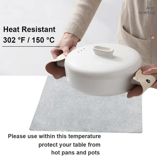 Vista 2 de Weabetfu Juego de 4 manteles individuales de tela resistentes al calor, manteles individuales de algodón y lino, lavables a máquina, manteles
