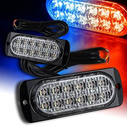 Vista 6 de luces LED estroboscópicas de emergencia, 2 luces estroboscópicas de emergencia de 12 LED, luz intermitente, precaución, construcción de barra de luz
