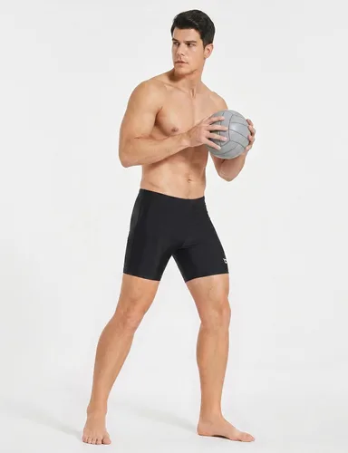 Vista 6 de baleaf Traje de baño deportivo tipo jammer para hombre de compresión de secado rápido con pierna cuadrada slip de natación Negro