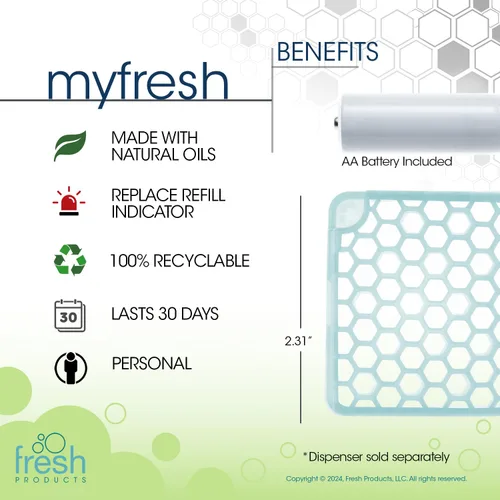 Vista 5 de Fresh Products myfresh 2.0 Ambientador personal con tecnología de fragancia seca para espacios pequeños, diseño compacto, sensor de movimiento