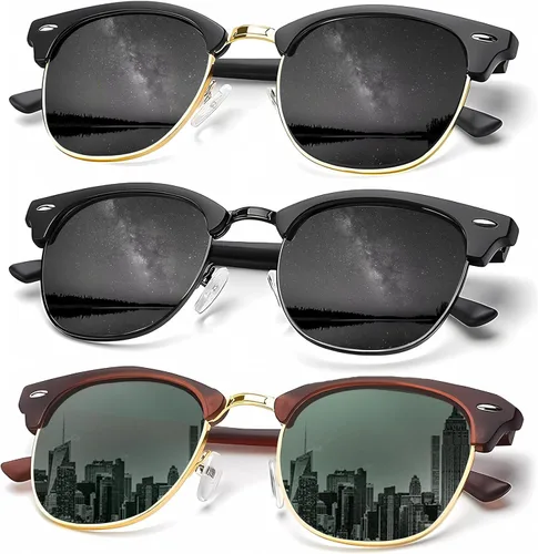 Vista 44 de KALIYADI - Gafas de sol polarizadas para hombres y mujeres unisex, marco semirretráctil, estilo retro, para conducir, con bloqueo UV