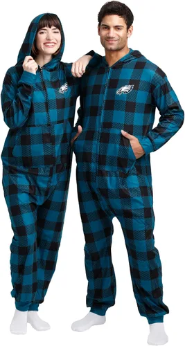 Vista 8 de FOCO Unisex NFL Team Logo Pajamas One Piece Onesie Patrón feo navideño