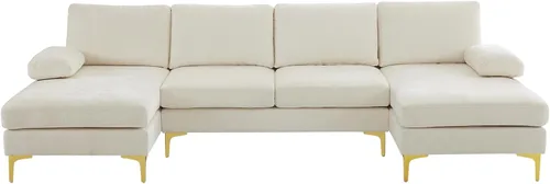 Vista 9 de VINGLI Sofá modular grande en forma de U de 110 pulgadas con diván doble de 51 pulgadas de profundidad para sala de estar, moderno juego de sofá