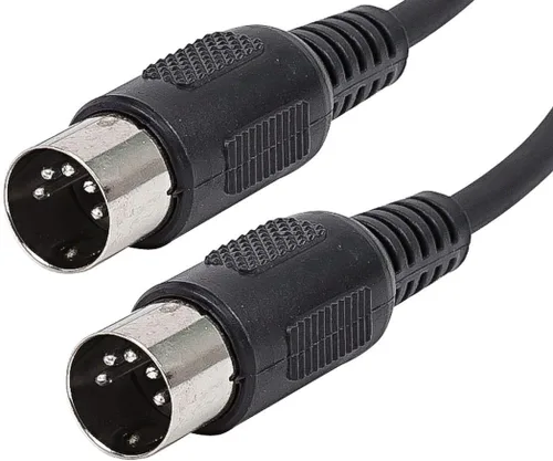 Vista 2 de Monoprice 108532 Cable MIDI - 3 pies - Negro con conector DIN de 5 pines con llave, carcasas de conector moldeadas