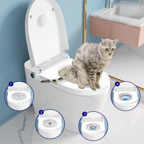 Vista 2 de Readaeer Kit de entrenamiento para inodoro para gatos: entrena a tu gato para usar el inodoro