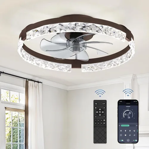Vista 22 de LEDIARY Ventiladores de techo de perfil bajo de 19.7" con luces, aplicación
