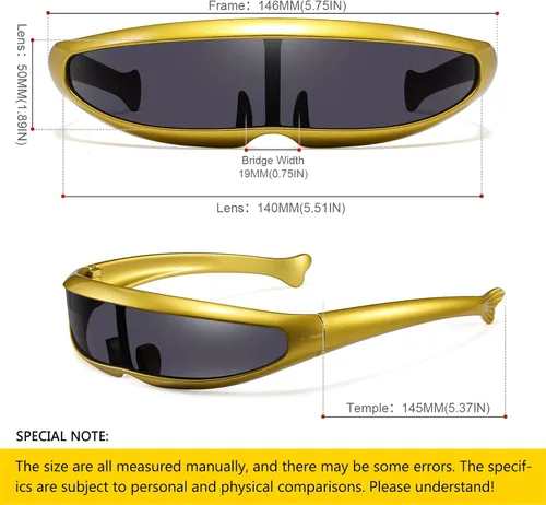 Vista 3 de SHEEN KELLY Futuristic Narrow Cyclops Mirrored Sunglasses For Men Women Cosplay Adult Rave Party Glasses Wrap