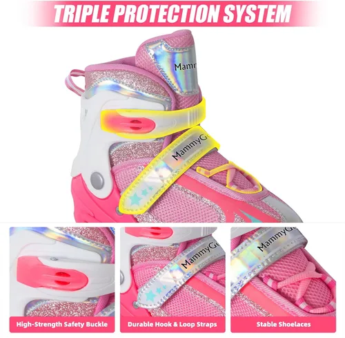 Vista 52 de MammyGol Patines en línea ajustables para niños y niñas, patines con ruedas iluminadas de 4 a 16 años