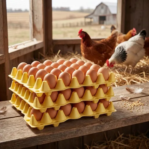 Vista 3 de Bandeja de plástico para huevos de 30 unidades, almacenamiento apilable profesional para huevos de gallina grandes y extra grandes, transportador