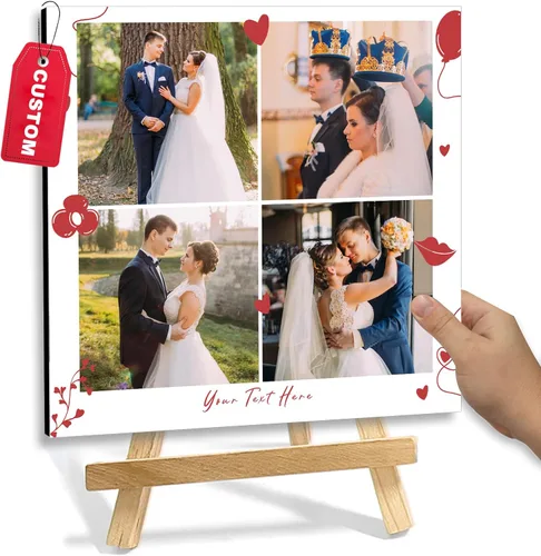 Vista 13 de Marco de fotos personalizado con soporte, impresión de imagen personalizada, regalos de fotos personalizados para decoración del hogar, exhibición