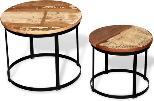 Vista 3 de Juego de mesa auxiliar de dos piezas de 2 piezas para sala de estar, mesa de centro y mesa auxiliar, mesas auxiliares simples, juego de 2 piezas