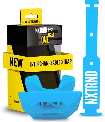 Vista 19 de Protector bucal de fútbol americano Nxtrnd One Pro, correa intercambiable, se adapta a adultos y jóvenes (negro)
