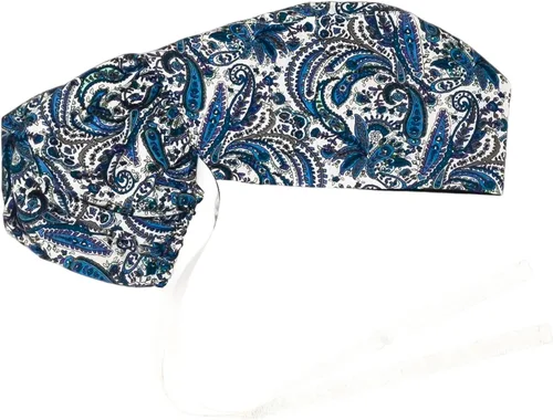 Vista 9 de Gorra médica con interior sedoso, gorro de algodón con banda para el sudor y botones, cola de caballo ajustable